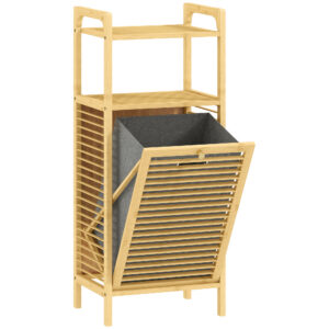 Meuble bambou salle de bain avec panier à linge