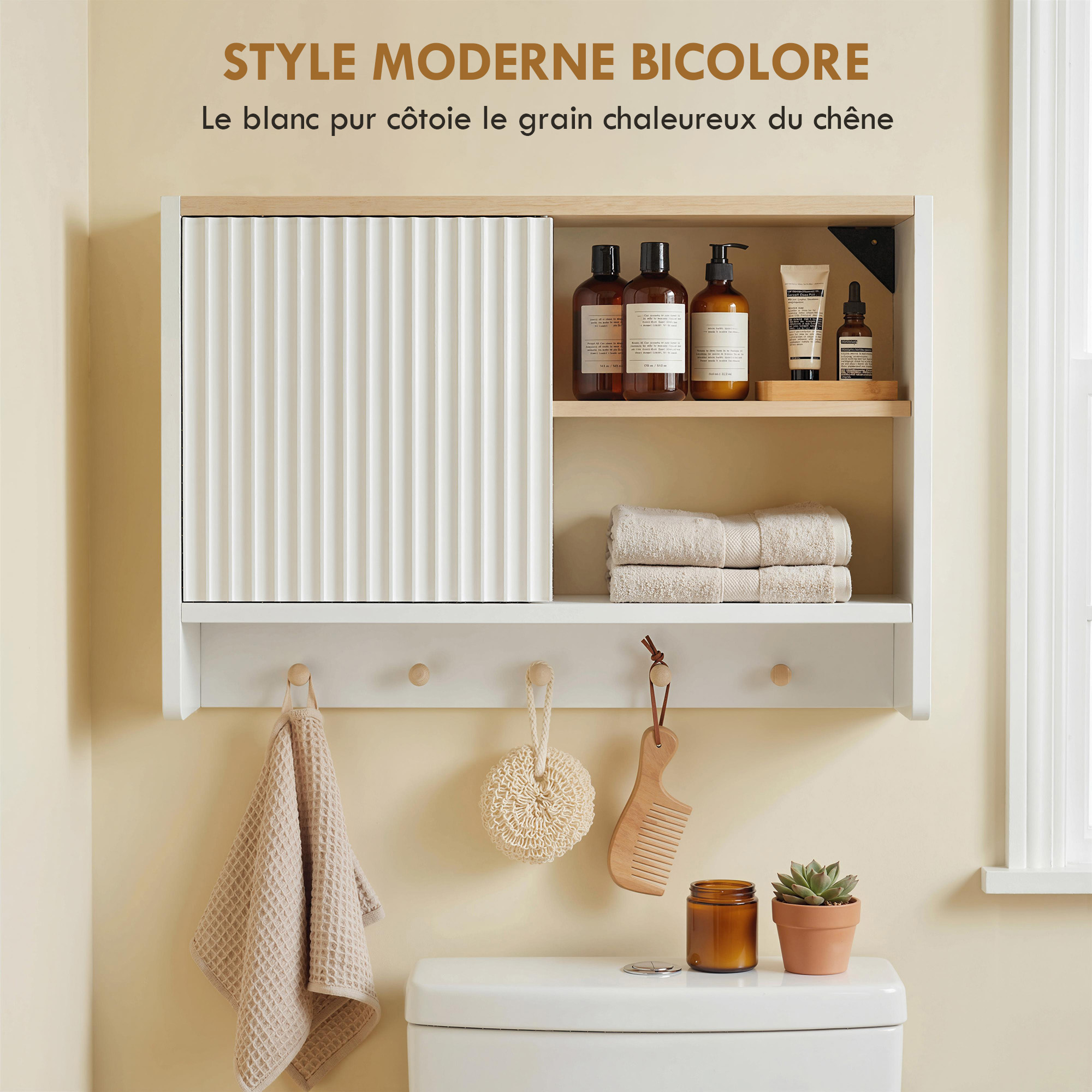 Armoire murale de salle de bain 2 portes, blanc