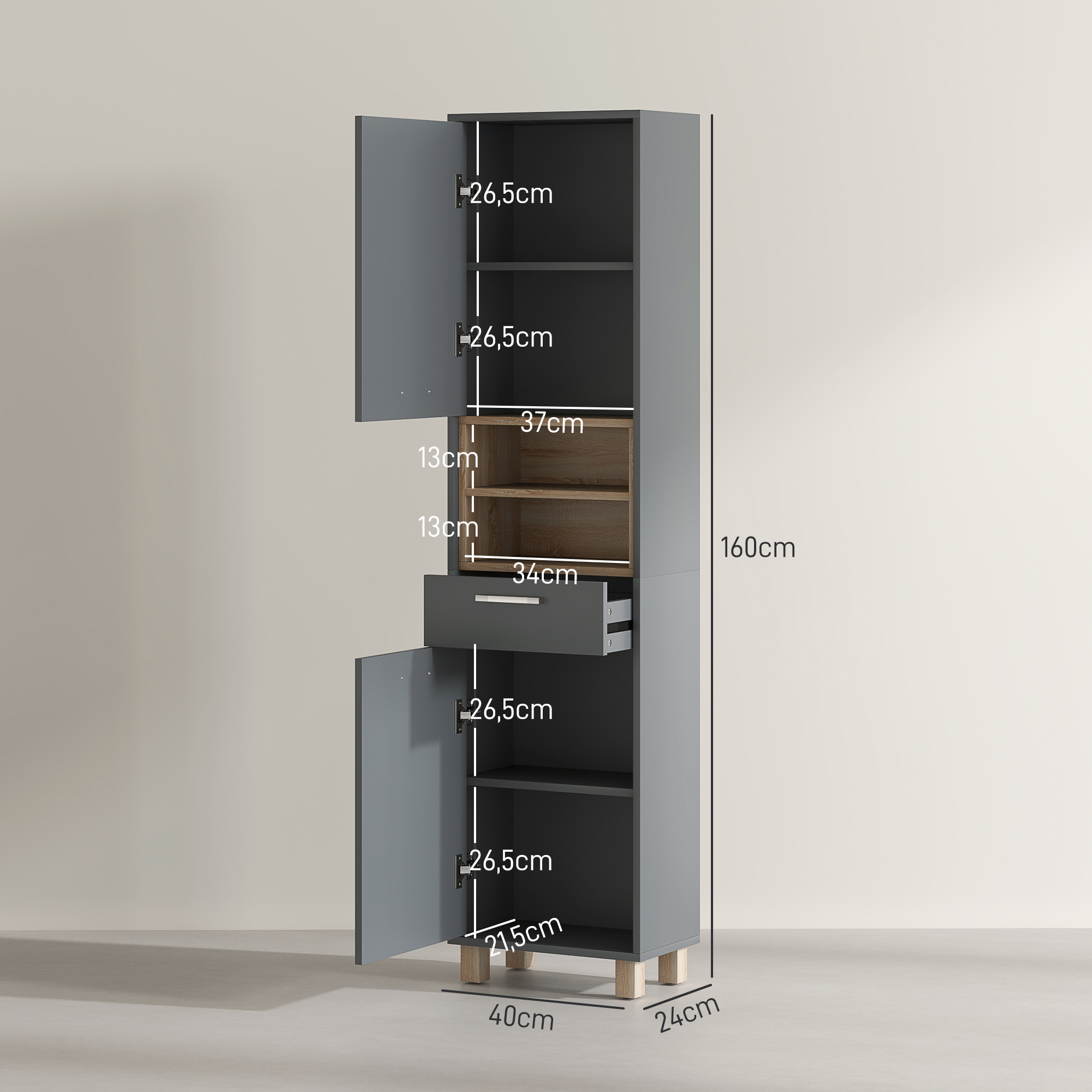 Colonne de salle de bain 2 placards et 1 tiroir