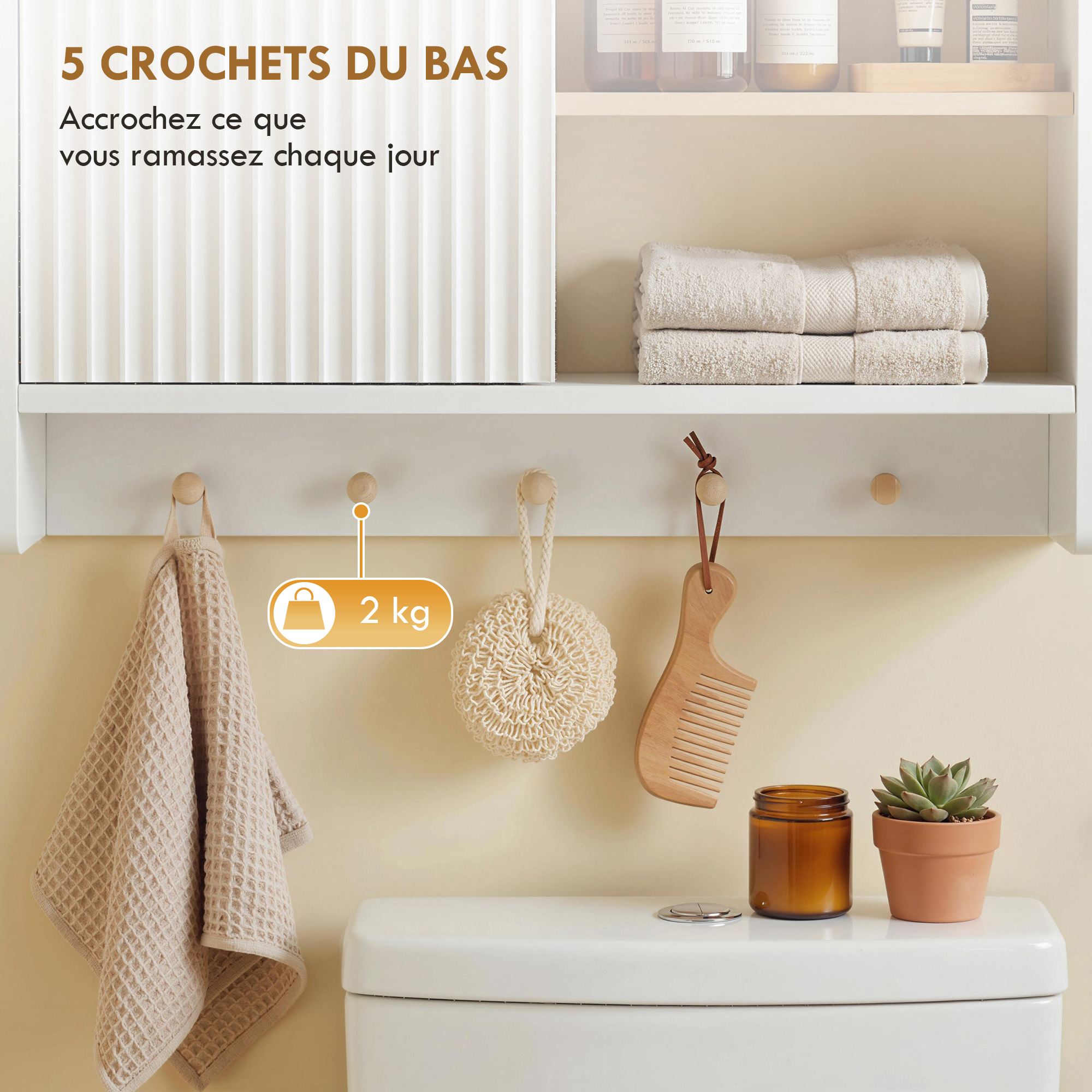 Armoire murale de salle de bain 2 portes, blanc