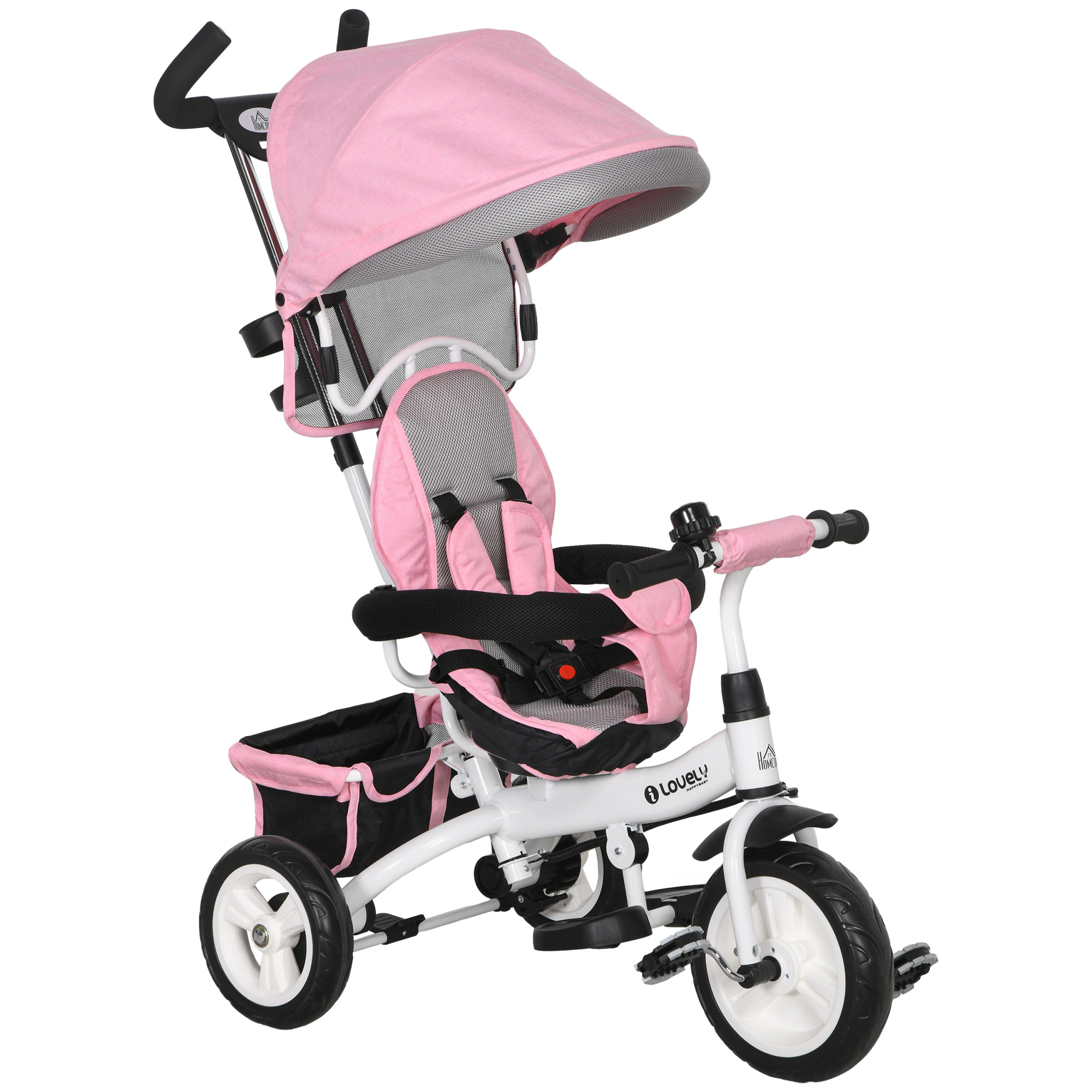 Tricycle évolutif pliable avec pare-soleil, rose