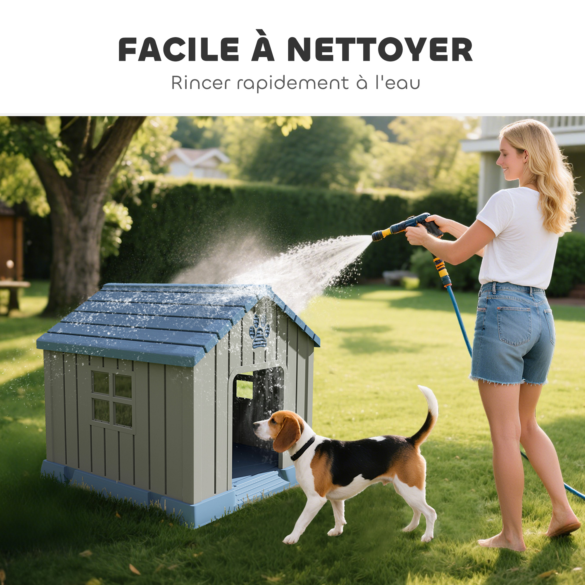 Niche pour chien extérieur maison chien extérieur bouches d'aération et plancher suréleveé — vue 5