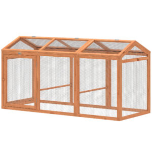 Poulailler Enclos extérieur avec perchoir et double portes, en bois et métal, pour 4 poule