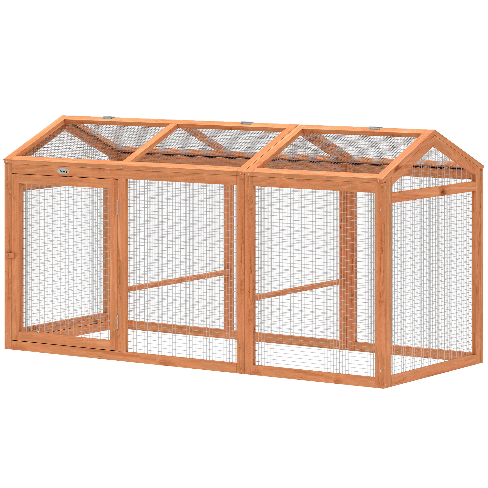 Poulailler Enclos extérieur avec perchoir et double portes, en bois et métal, pour 4 poule