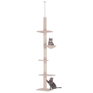 Arbre à Chat Griffoirs Grattoirs Hauteur Réglable 230 à 260 cm 5 Etages Plateformes Hamac