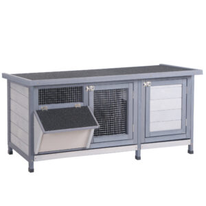 Clapier sur pied avec toit bitumé ouvrant 2 portes verrouillables dim. 112L x 50l x 54H cm