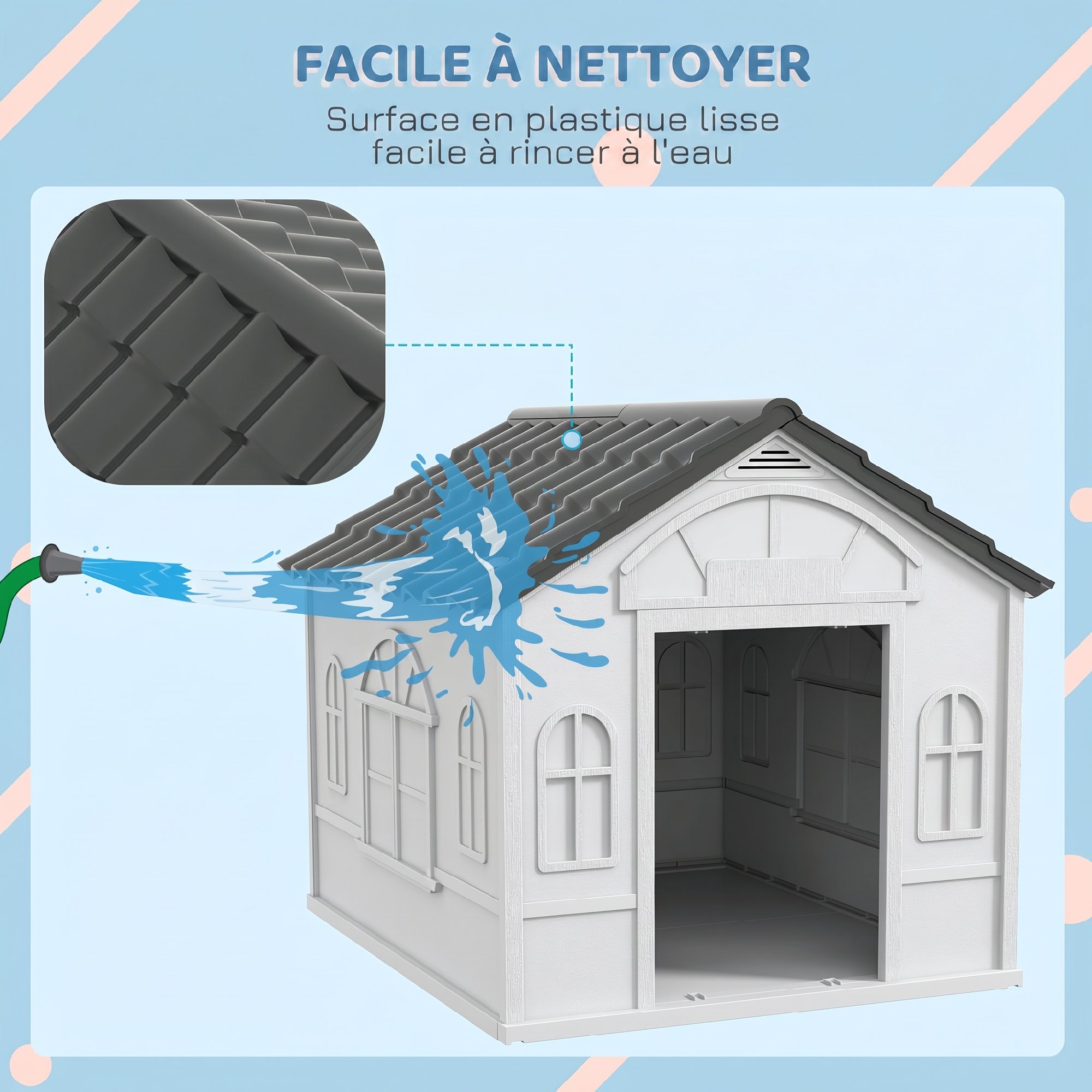 Niche pour Chien Extérieur avec Toit en Pente et Porte Avant Ouverte, pour Chiens Moyens e — vue 5