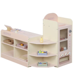 Supermarché pour enfant, marchande en bois, caisse enregistreuse, distributeur et accessoi