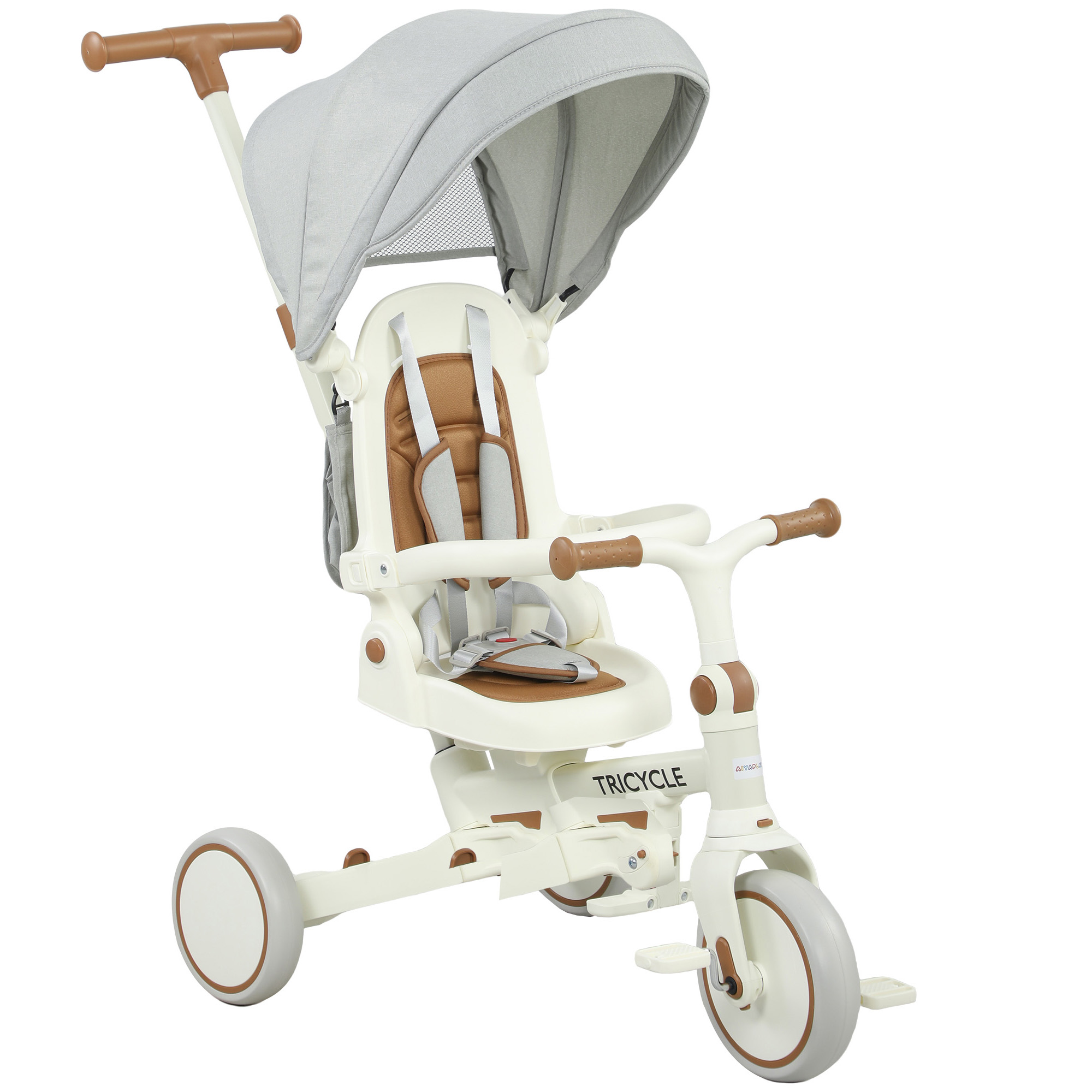 Tricycle évolutif 5 en 1 pliable avec capote, 1-3 ans