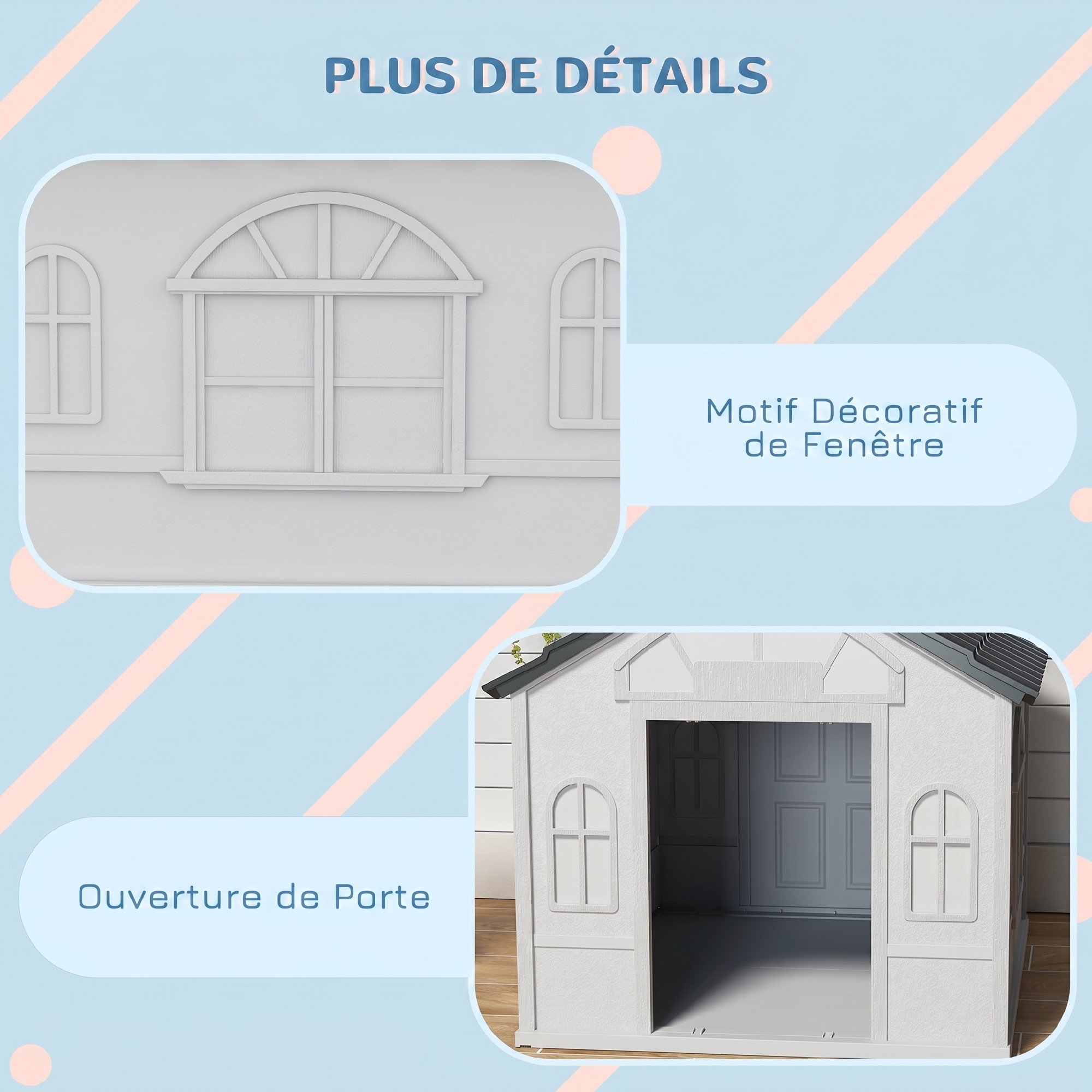 Niche pour Chien Extérieur avec Toit en Pente et Porte Avant Ouverte, pour Chiens Moyens e — vue 6