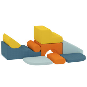 Parcours motricité bébé 9PCS, module motricité bébé en mousse avec housse amovible en revê