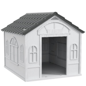 Niche pour Chien Extérieur avec Toit en Pente et Porte Avant Ouverte, pour Chiens Moyens e