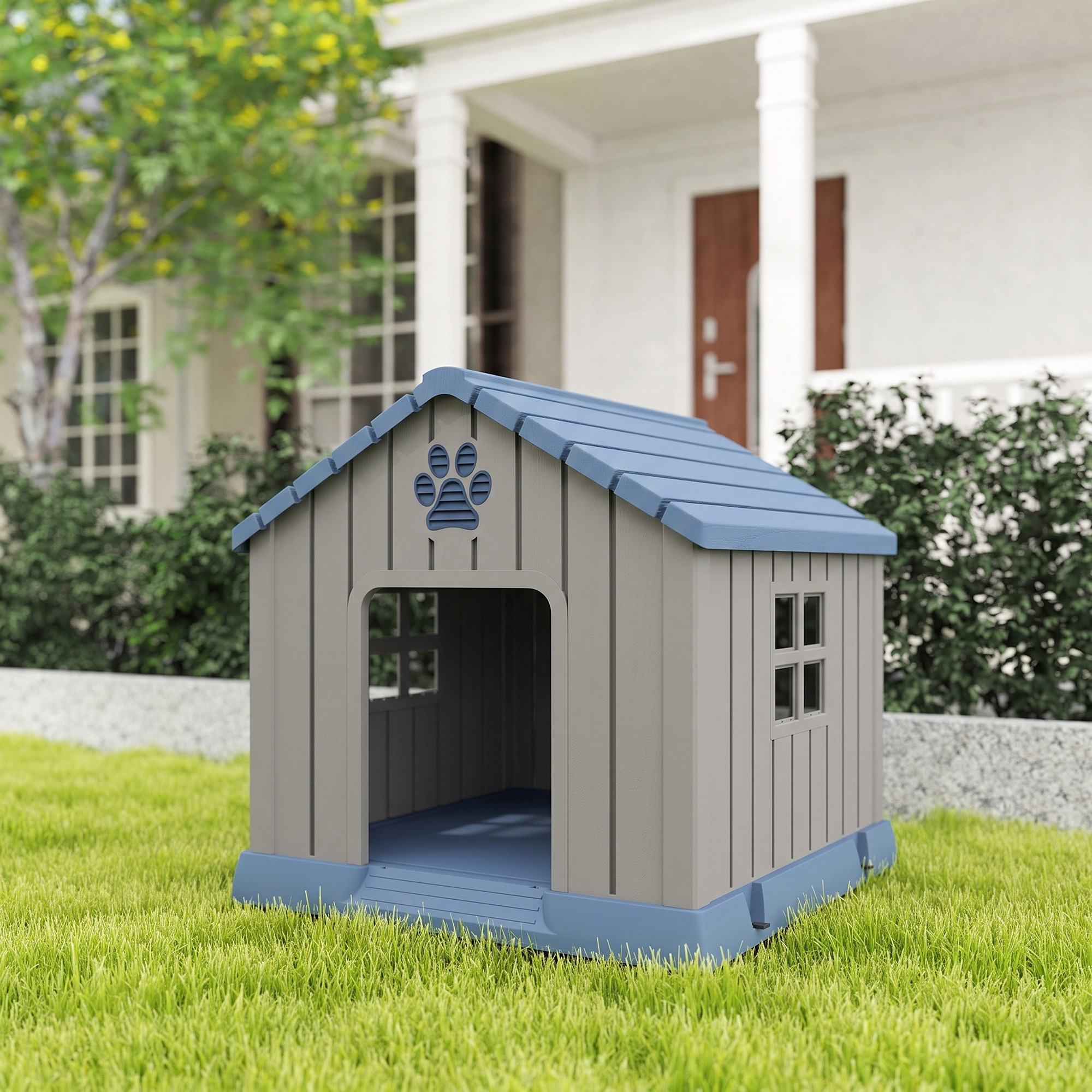 Niche pour chien extérieur maison chien extérieur bouches d'aération et plancher suréleveé — vue 2