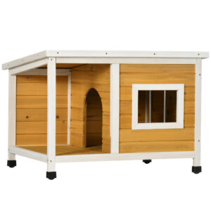 Niche pour chien extérieur maison chien intérieur en bois avec toit ouvrant et fenêtre 85,