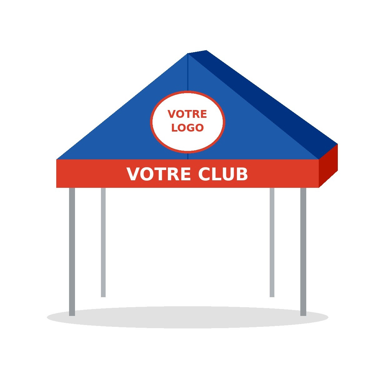 Simulation de barnum 3×3 personnalisé avec logo et nom du club