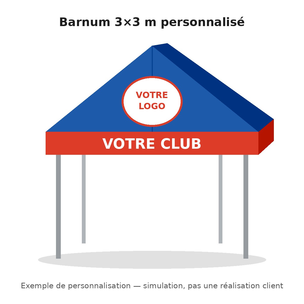 Simulation de barnum 3×3 personnalisé, autre jeu de couleurs