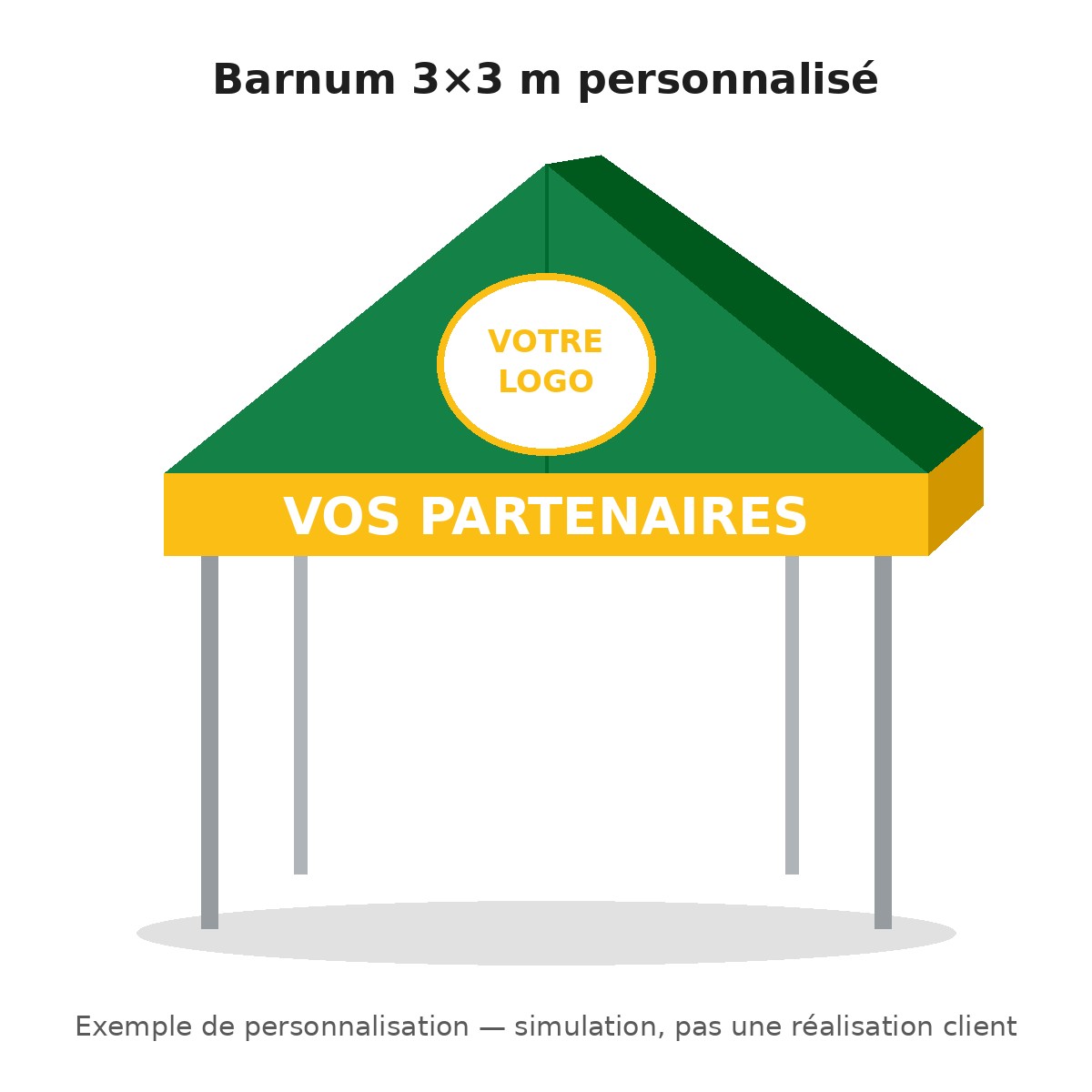 Simulation de barnum 3×3 personnalisé aux couleurs vertes