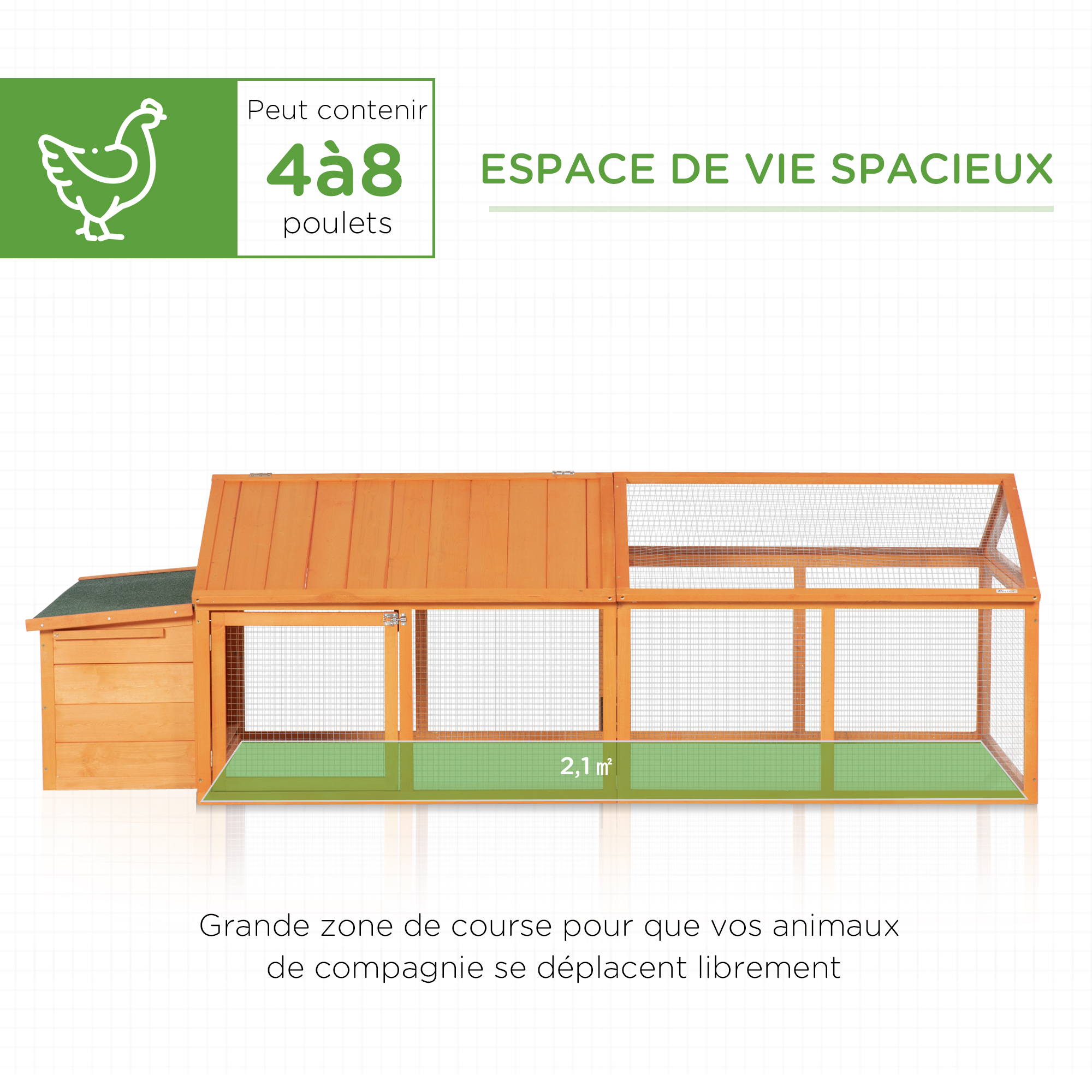 Poulailler pour poules cage à poule avec nichoir porte et toit ouvrable pour 4 et 8 poules — vue 4