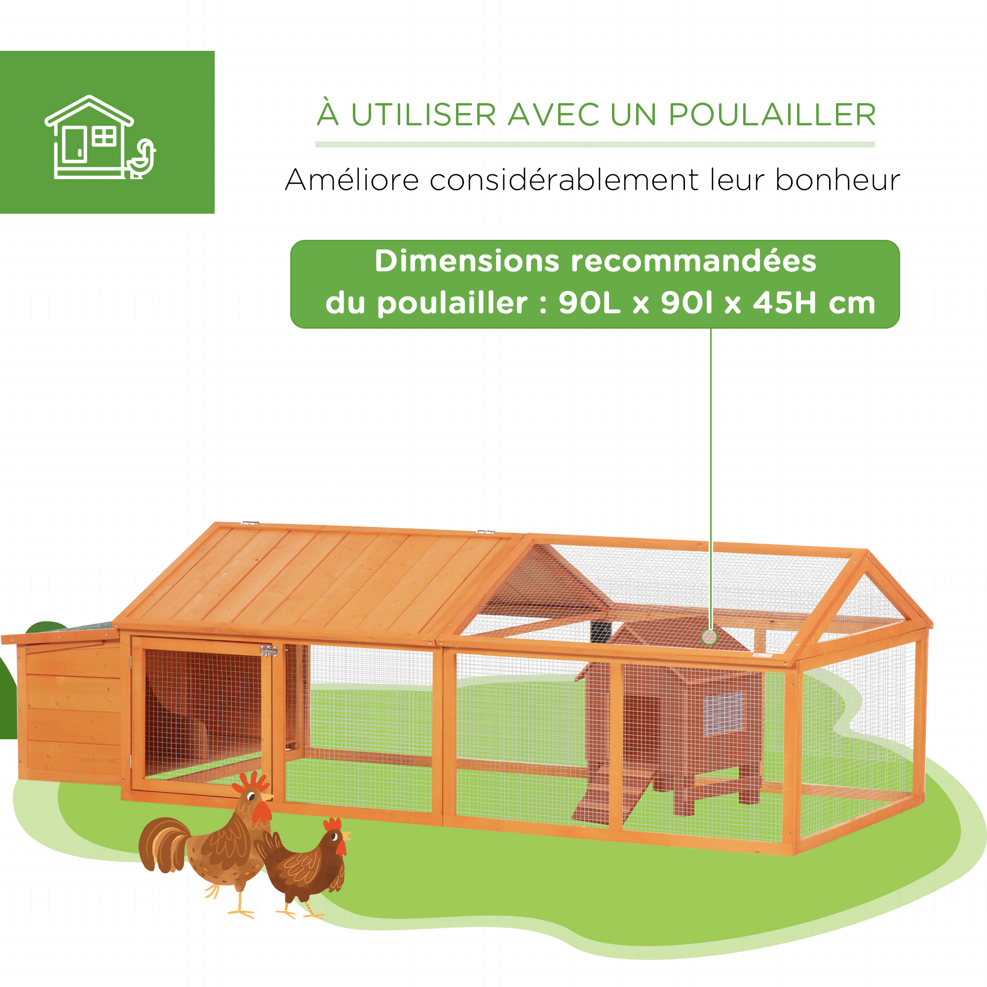 Poulailler pour poules cage à poule avec nichoir porte et toit ouvrable pour 4 et 8 poules — vue 6