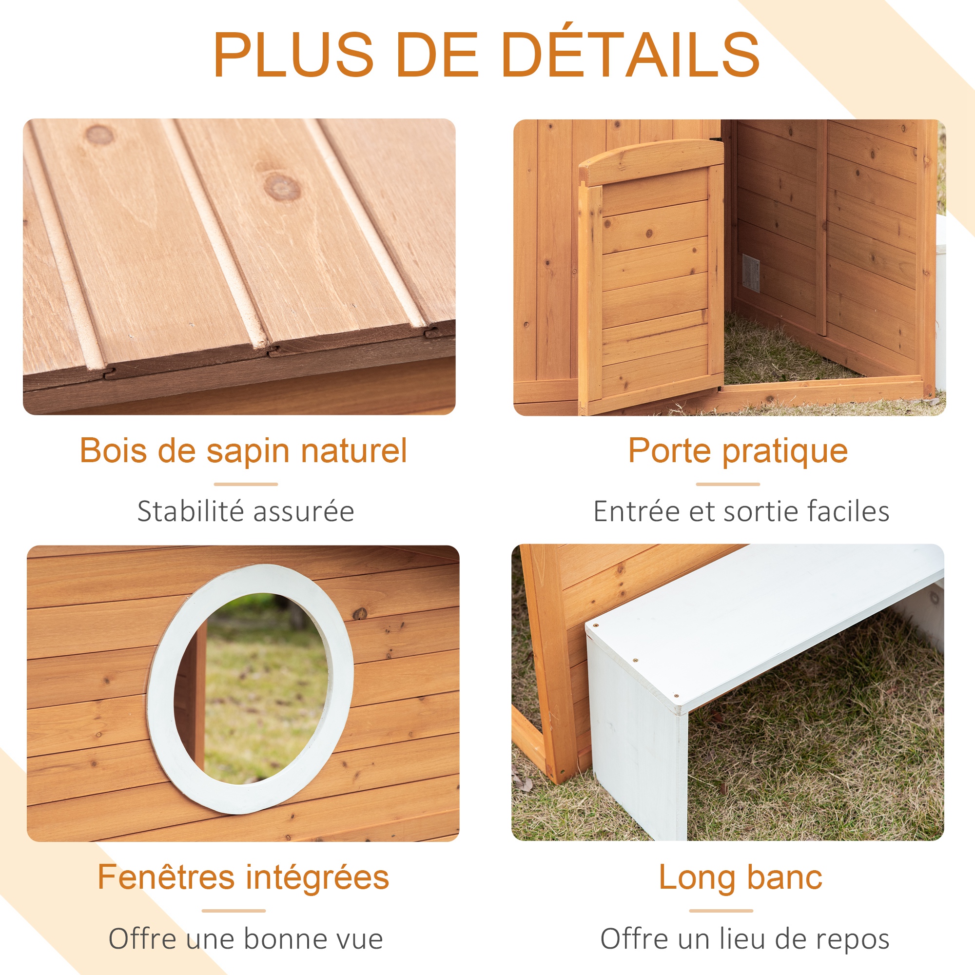 Cabane de jeu pour enfant maison de jardin en bois porte et fenêtres, banc, boite aux lett — vue 6