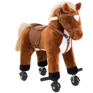 Jouet cheval pour enfant de +36 mois avec 4 roulettes, effet sonore, repose-pieds et guido