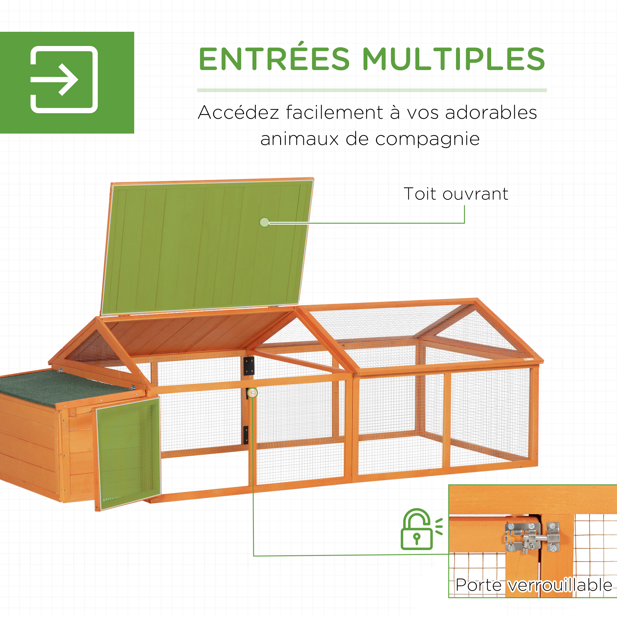 Poulailler pour poules cage à poule avec nichoir porte et toit ouvrable pour 4 et 8 poules — vue 5
