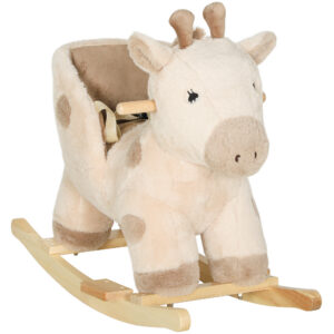 Cheval à bascule pour enfants girafe jouet à bascule bébé avec effet sonore, ceinture de s