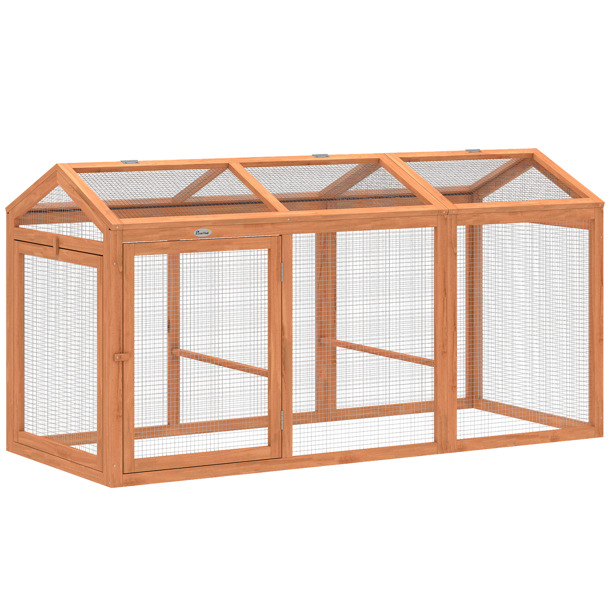 Poulailler Enclos extérieur avec perchoir et double portes, en bois et métal, pour 4 poule — vue 7