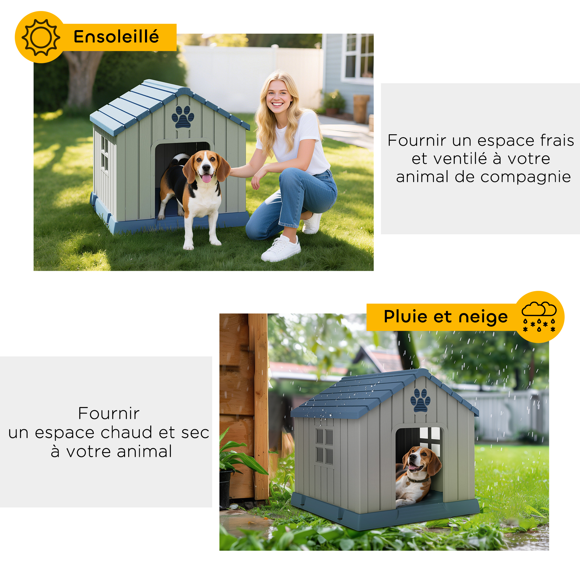 Niche pour chien extérieur maison chien extérieur bouches d'aération et plancher suréleveé — vue 6