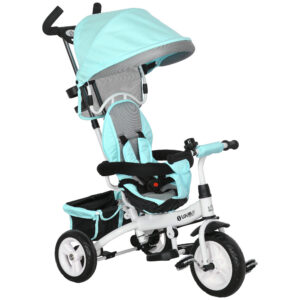 Tricycle 6 en 1 pour enfants, auvent, ceinture de sécurité 5 points, rangement, repose-pie