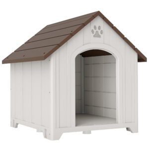 Niche pour chien extérieur en polypropylène gris avec plancher surélevé